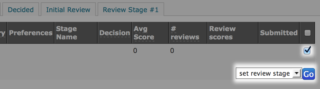 Select abstracts to a allocate to review stage