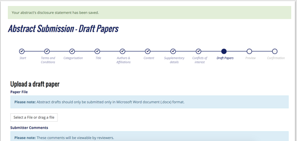 Abstract submission draft papers